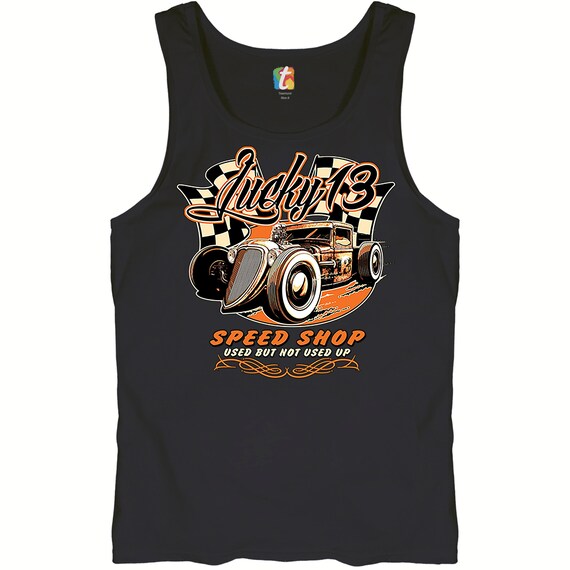 Lucky 13 Speed Shop Tank Top Rat Rod Route 66 Racing Car Hot