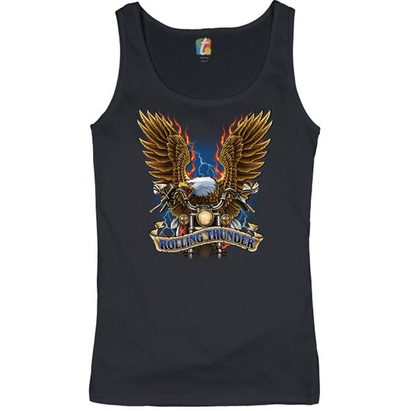 Rolling Thunder Women's Tank Top Biker Born to Be Wild Bald Eagle Outlaw