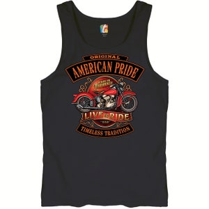 Regata original do orgulho americano ao vivo para andar, tradição atemporal, motociclista para sempre, entusiasta de motocicletas, presente para motociclista masculino