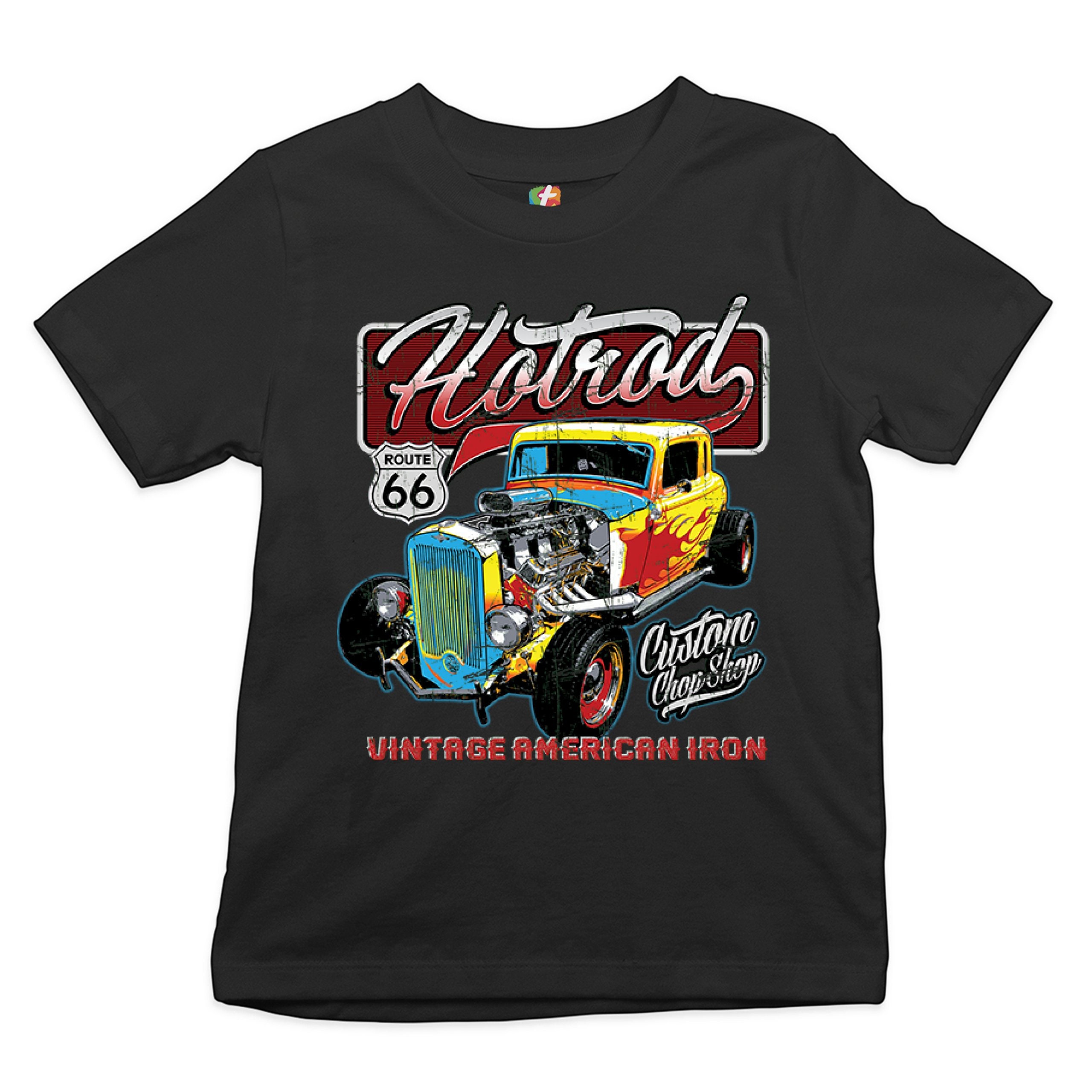 Vintage American Iron Youth T-shirt Hot Rod Route 66 Retro Racing