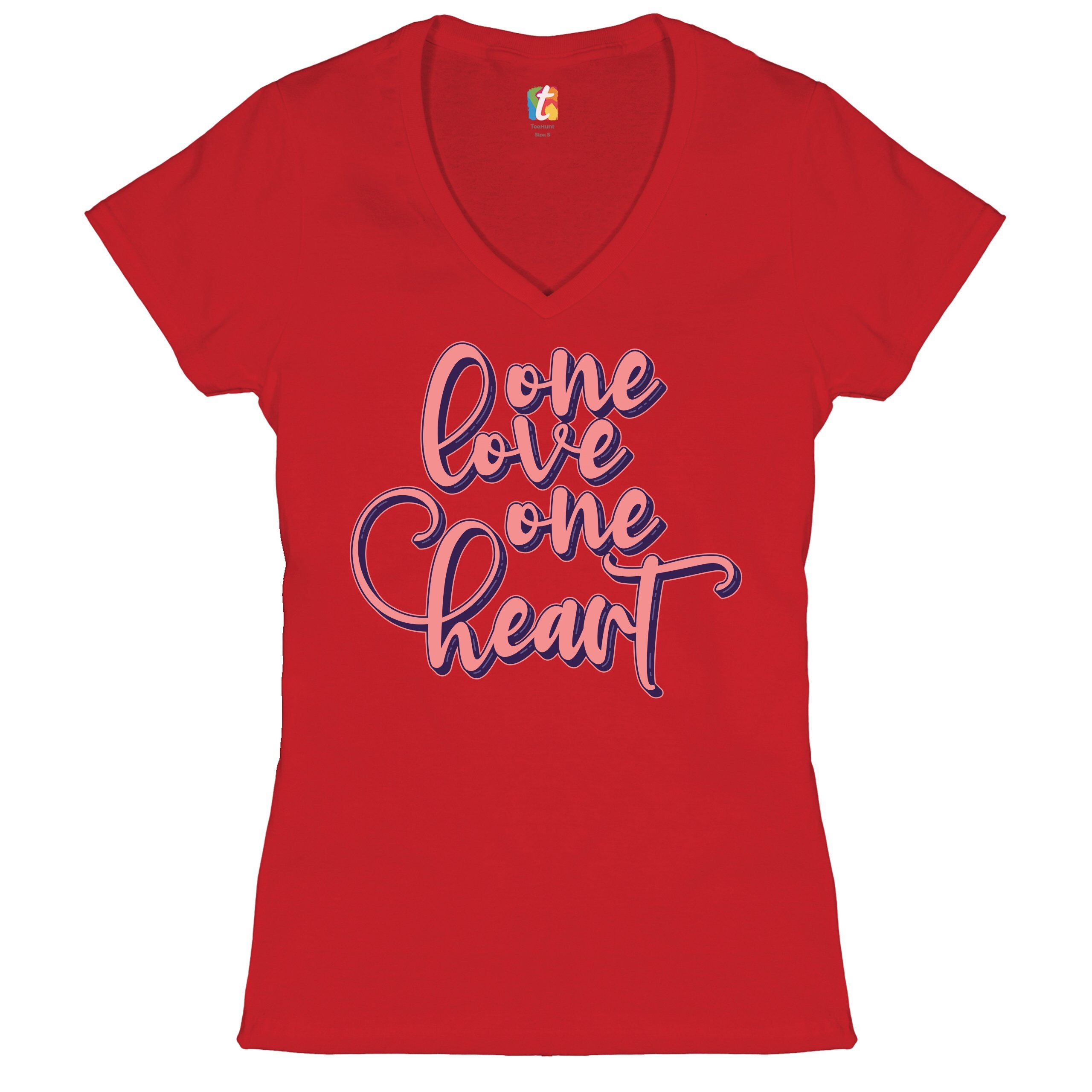 One Love One Heart Women's V-neck T-shirt Valentine's Day