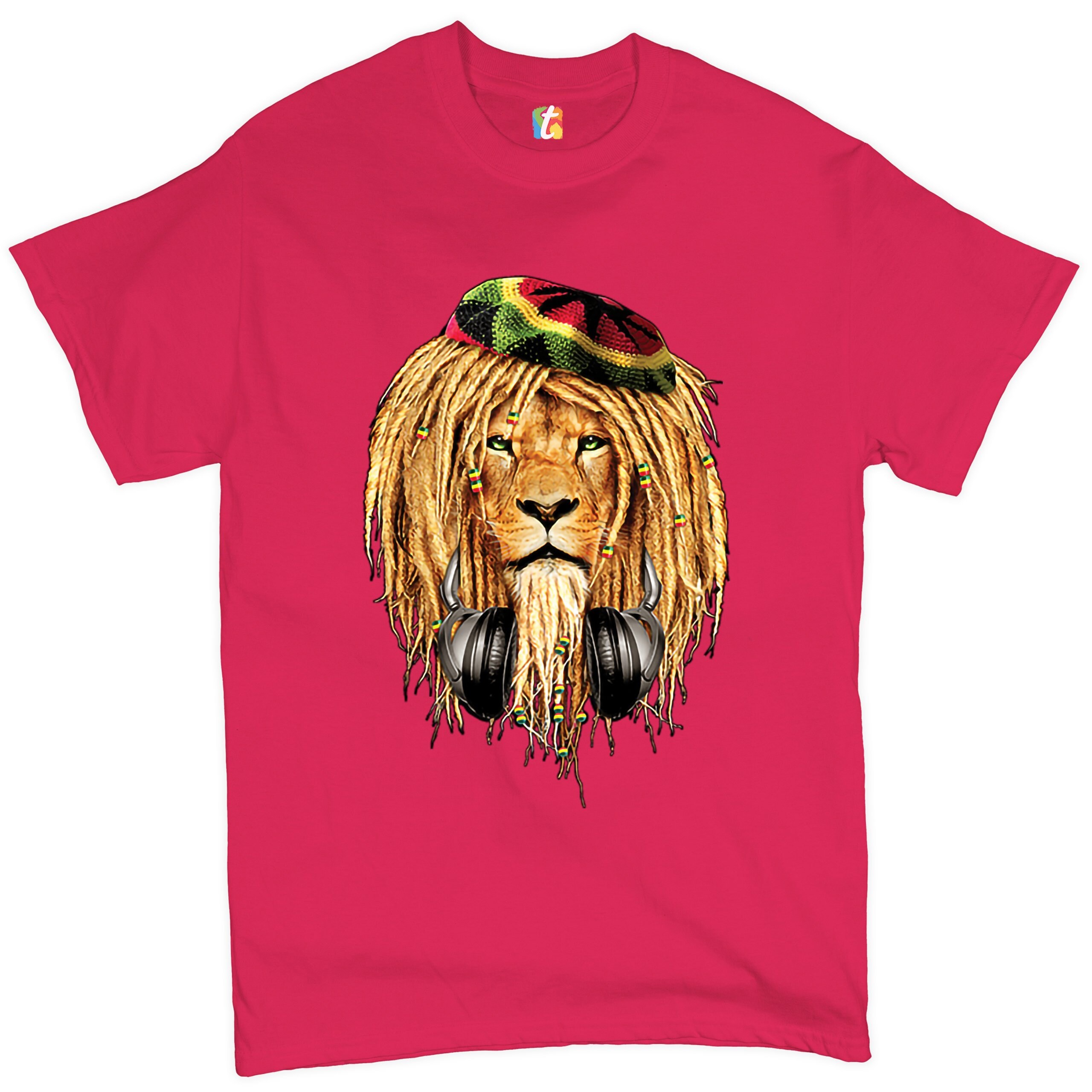 Rasta Lion With Headphones T-shirt Jah, Jamaica, Reggae, 420
