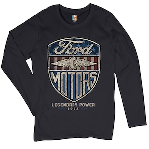 Ford Motors Legendary Power Women&#39;s Long Sleeve T-shirt FoMoCo, Automotive, American Classic, Gift for Ford Owner, Car Enthusiast, Licensed