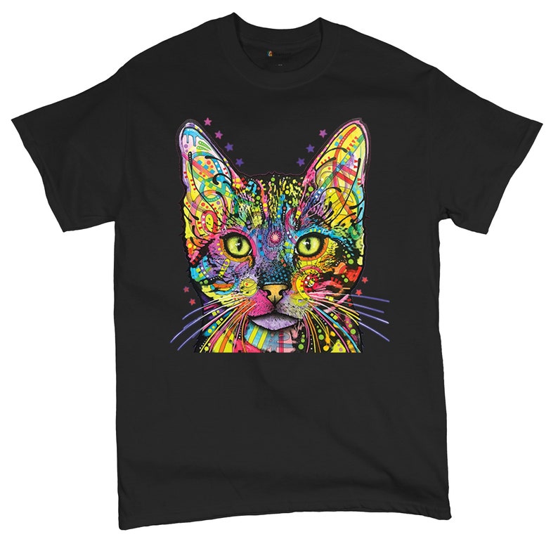 Dean Russo Shiva Cat Stare Neon Mosaic Colorful Kitten Eyes T-shirt ...