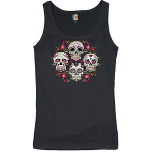 Day of the Dead Floral Sugar Skulls Women&#39;s Tank Top Dia de los Muertos