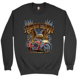 Ridin&#39; High Sweatshirt Biker Forever, Rider, American Eagle, MC, Born to Be Wild, Motorcycle Enthusiast, Gift for Biker, Chopper Crewneck