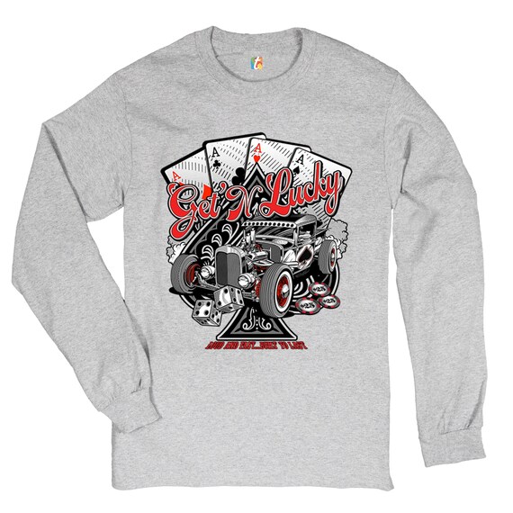 Lucky 7 Hot Rod Sweatshirt Speedway American Classic Cars Route 66 Sweater 