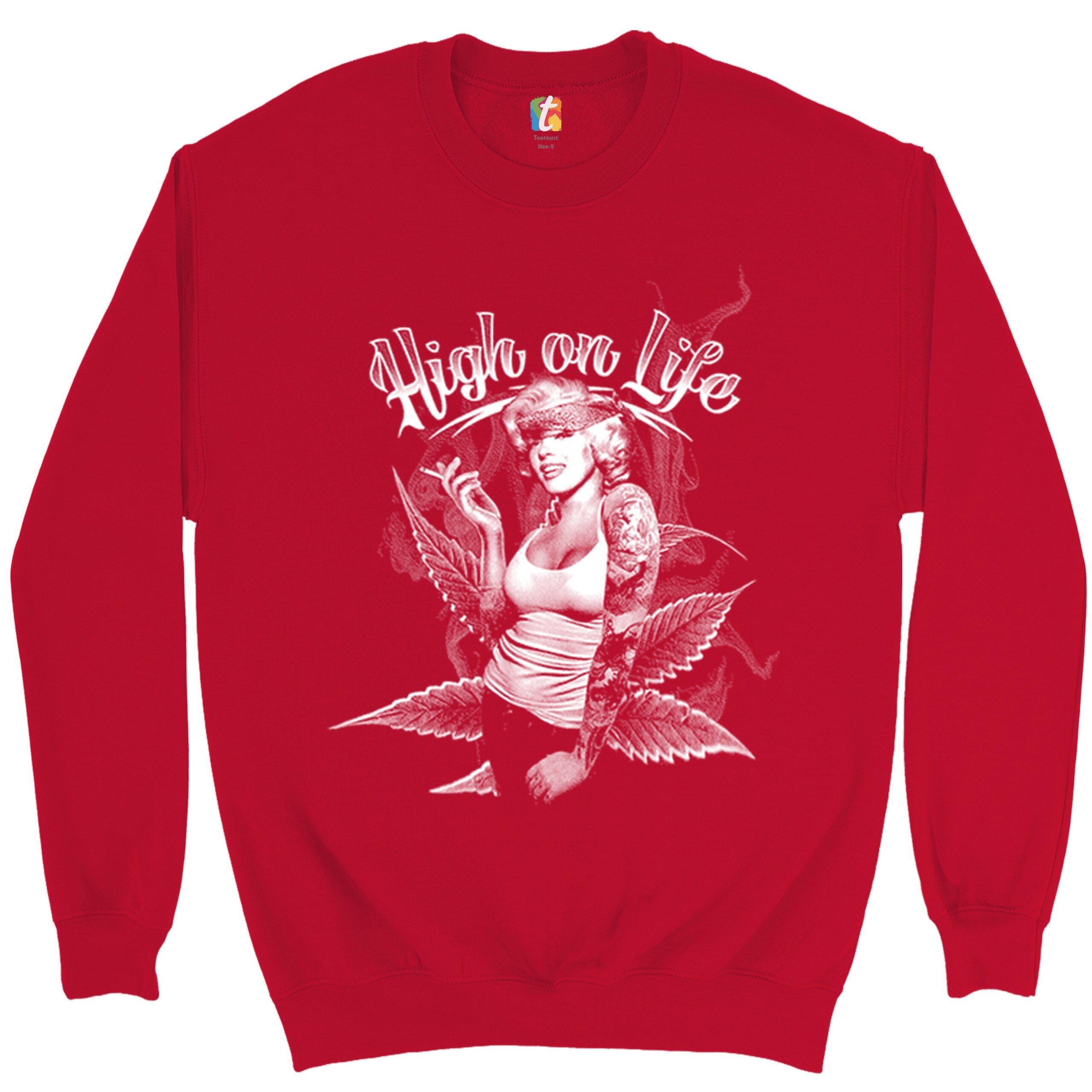 High on Life Sweatshirt Marilyn Monroe Holding a Joint, 420, Pop 