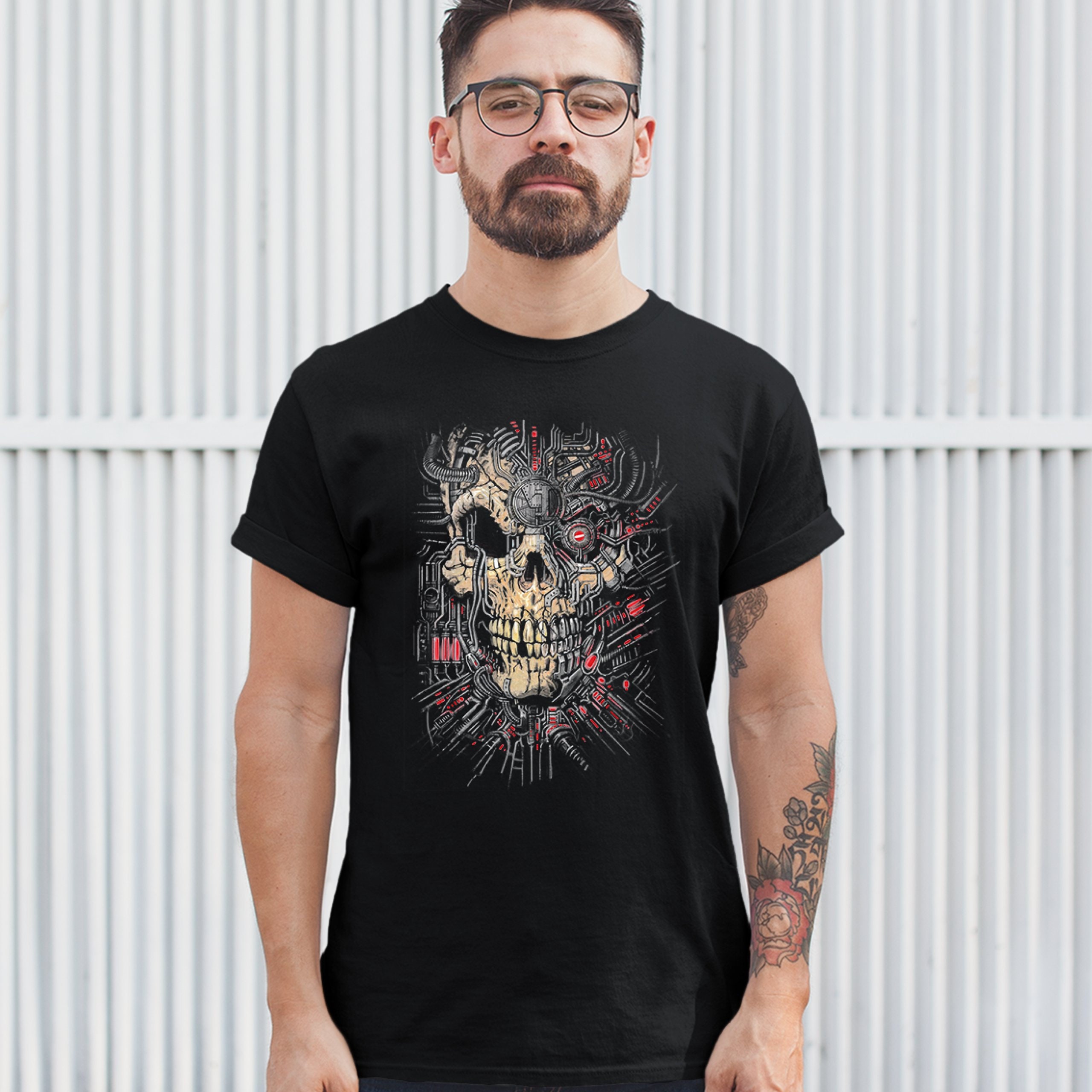 Cyborg Skull Face T-shirt Scary Cyberpunk Robot Horror - Etsy
