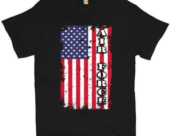 Air Force T-shirt Distressed American Flag, United States Armed Forces, Patriotic, Military, Pilot, Veteran, Patriot's Day Men's Tee