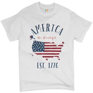 America the Beautiful Est. 1776 T-shirt 4th of July, American Flag, Independence Day, Patriotic Gift, Stars and Stripes Men&#39;s Tee