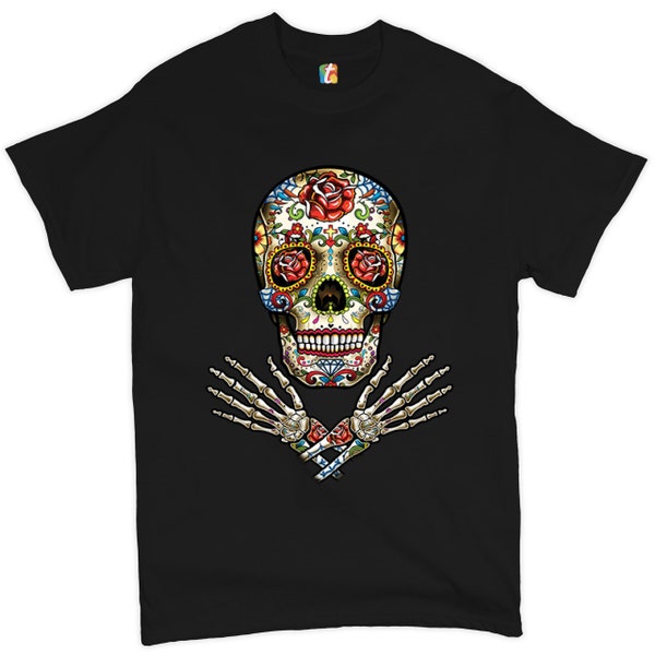 Calavera Arms Crossed T-shirt Dia de los Muertos Day of the Dead Men's Tee