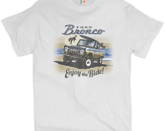 Ford Bronco T-shirt Enjoy the Ride, Offroad Truck, Gift for Ford Owner, Car Enthusiast, American Made, Automotive, Licensed Men's Tee