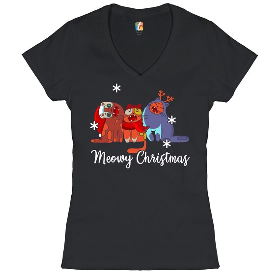Meowy Christmas Holiday Tshirt - Funny Merry Catmas Tee Meowy Christmas Holiday Tshirt - Funny Merry Catmas Tee