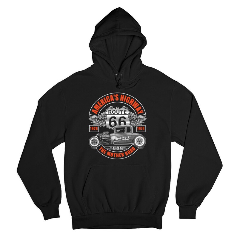 America/'s Highway Sweatshirt Route 66 The Mother Road Hot Rod Hoodie