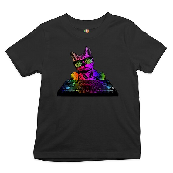 Dj Kitty Youth T shirt Rainbow Cat Funny Animal Lovers Music Kids Etsy Canada