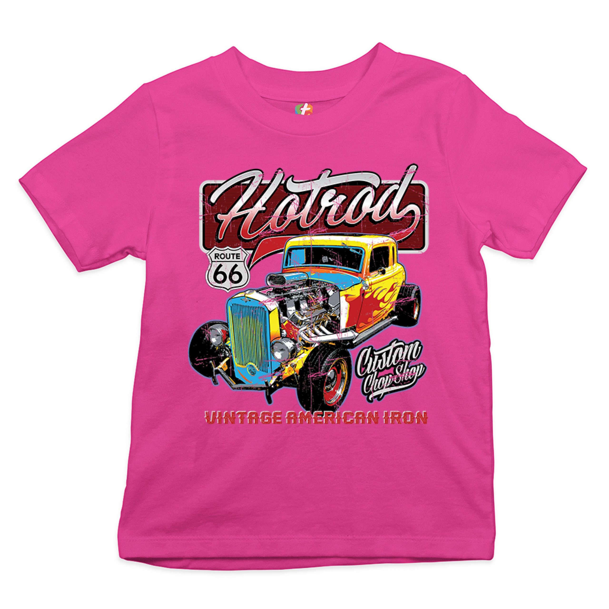 Vintage American Iron Youth T-shirt Hot Rod Route 66 Retro Racing
