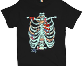 Zombie Rib Cage T-shirt All Hallows' Eve, Spooky, Funny, Halloween, Skeleton, Trick-or-Treat, Supernatural, Jack-o'-Lantern Men's Tee