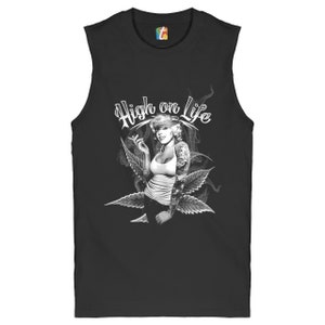 High on Life Muskel Shirt Marilyn Monroe hält einen Joint, 420, Pop-Kultur, Geschenk für Unkraut Liebhaber, Cannabis, Marihuana, Ikone Männer