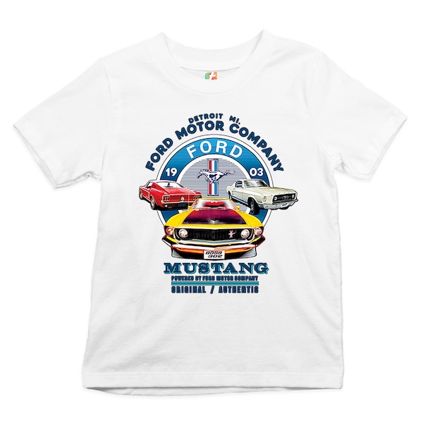 Ford Mustang Youth T-shirt Detroit Mi. 1903 Ford Motor Company Licensed Kids