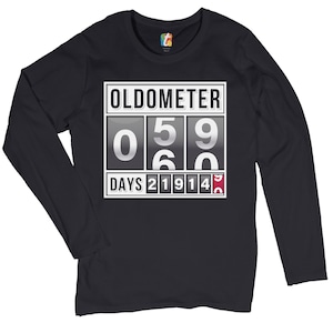 Oldometer 59-60 Women&#39;s Long Sleeve T-shirt Old Lives Matter, Funny, 60th Anniversary, Happy Birthday, Gift for 60th Birthday
