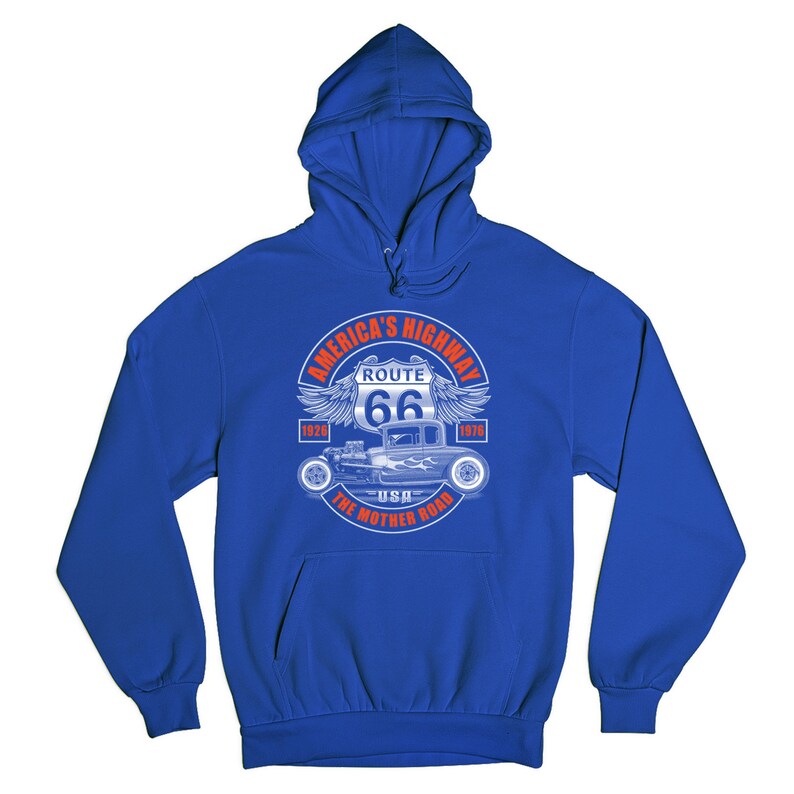 America/'s Highway Sweatshirt Route 66 The Mother Road Hot Rod Hoodie