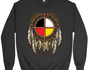 The Medicine Wheel Dreamcatcher Sweatshirt Native American Symbol, Indigenous Amulet, Heritage, Tradition Crewneck