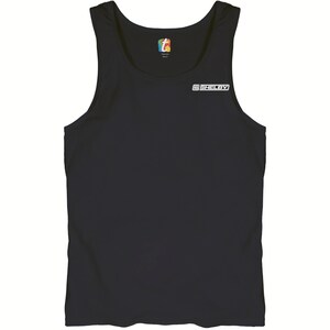 May include: A black tank top with a white "SHELBY" logo on the front.