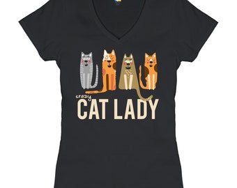 Crazy Cat Lady mujer camiseta V-Cuello Mother's Day Cat Lover Gatito Camiseta