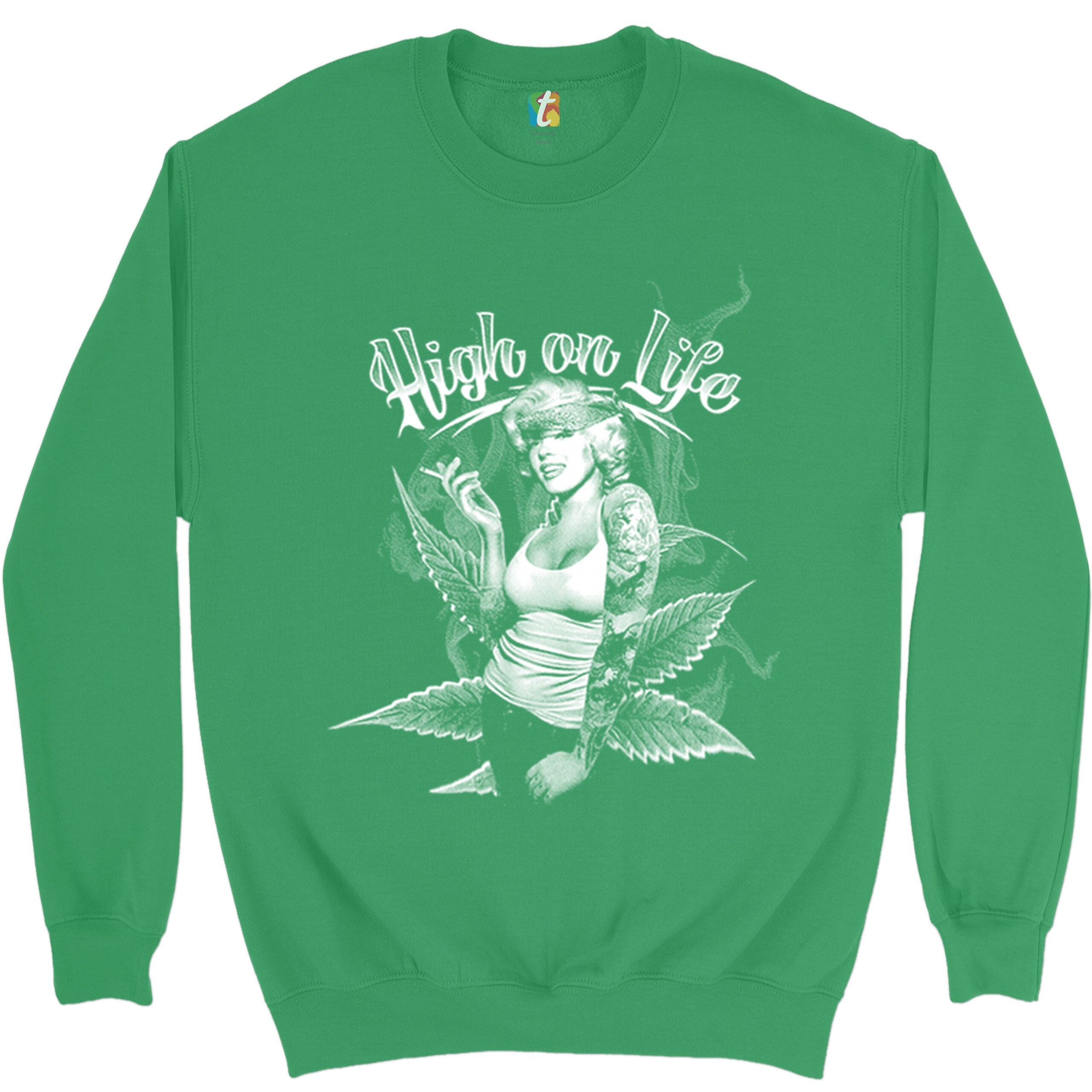High on Life Sweatshirt Marilyn Monroe Holding a Joint, 420, Pop 