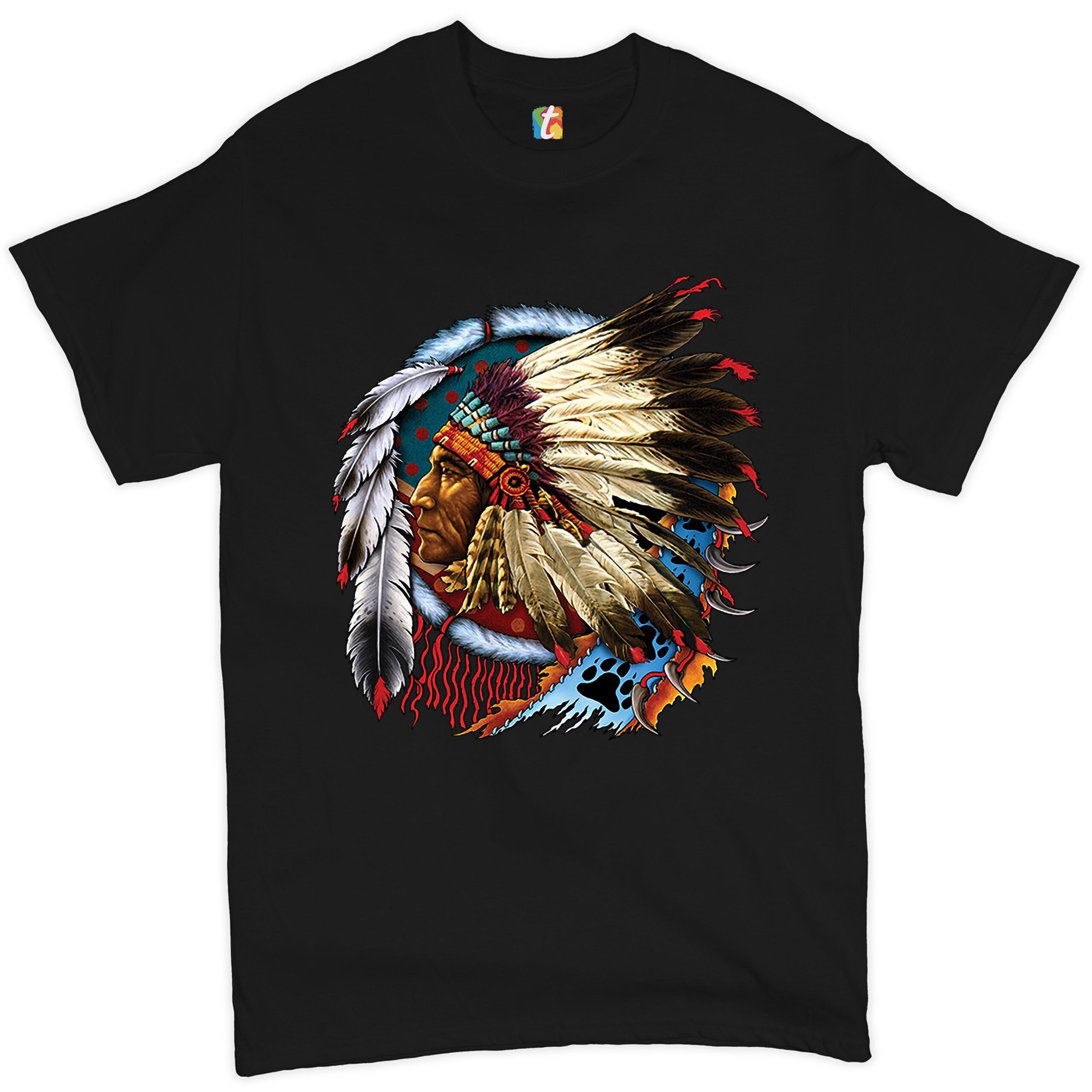 Native American Chief T-shirt War Bonnet, Dreamcatcher, Indigenous 