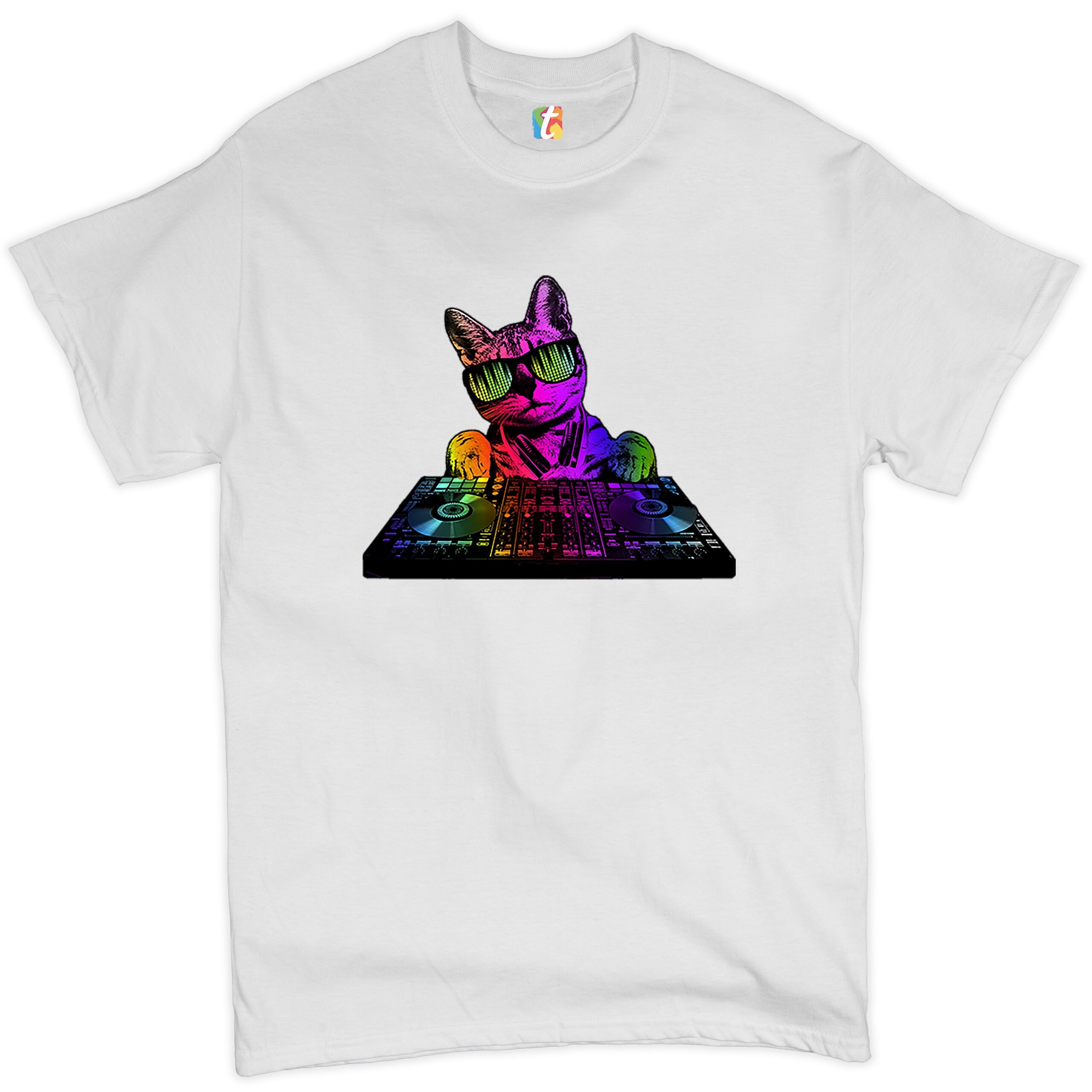 Dj Kitty T shirt Rainbow Cat Funny Animal Lovers Music Men s Tee Etsy Canada