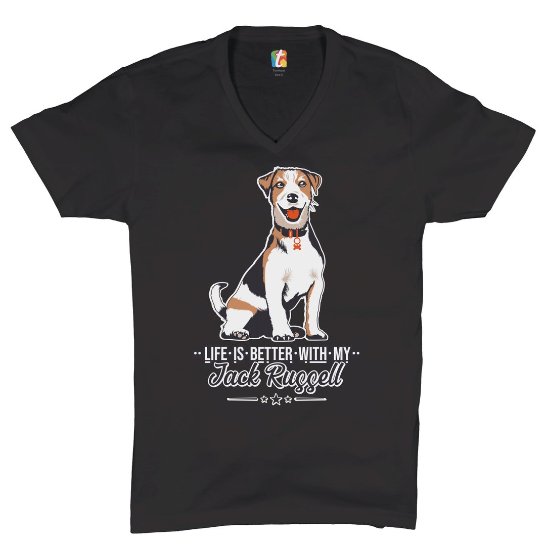 Life is Better With My Jack Russell Vneck Tshirt Small Dog Animal Lover Tee Etsy UK