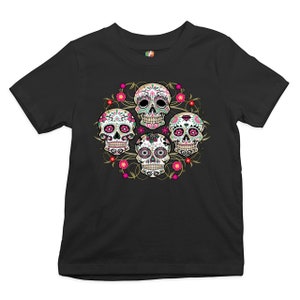 Day of the Dead Floral Sugar Skulls Youth T-shirt Dia de los Muertos Kids