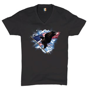 Bald Eagle Carrying the American Flag V-Neck T-shirt 4th of July, Patriotic Gift, Independence Day, Freedom, 1776, American Pride, USA Tee