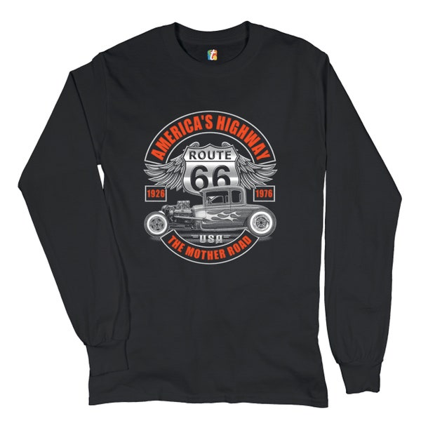 America's Highway Long Sleeve T-shirt Route 66 The Mother Road Hot Rod