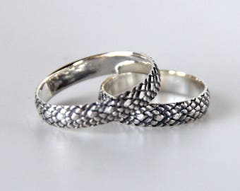 Dragon scale ring, band  in sterling silver, made to order