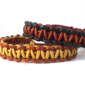 Leather bracelets, hand woven, adjustable, genuine leather Cobra weave unisex bracelets