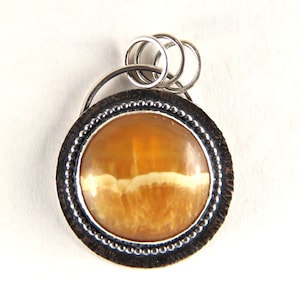 Simbisite pendant, statement necklace with  orange/ yellow simbisite stone in sterling silver