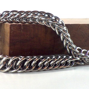 Men&#39;s stainless steel bracelet, half persian 4 in 1 chainmaille bracelet, custom size, made to order