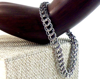 Chainmaille bracelet, stainless steel bracelet, 3 in 1, half Persian bracelet