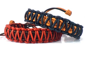 Genuie leather King Cobra bracelets, men's hand woven leather bracelets,  sizes 6.5-8.5