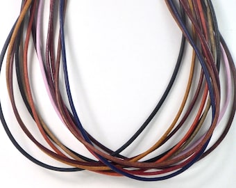 Leather cord necklaces, 2mm with stanless steel snap clasp, Custom sizes, made to order