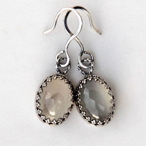 Earrings, dangles in sterling silver with chalcedony stones