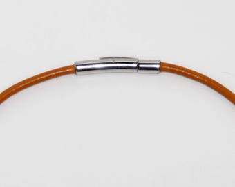 Lederband, 3mm in gelb mit Edelstahl Merigold snap Verschluss