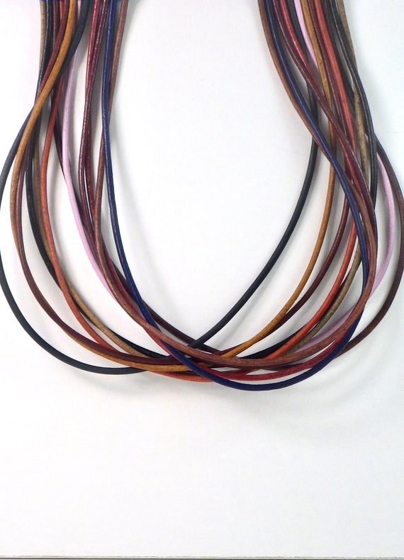 Leather cord necklaces, 2mm with stanless steel snap clasp, Custom sizes, made to order