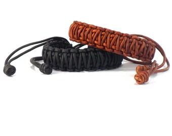 Pulseras de cuero para hombre, pulseras King Cobra ajustables en cuero genuino