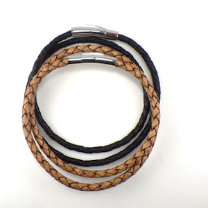 Leather cord necklaces,  4mm braided, black and light brown, made to order
