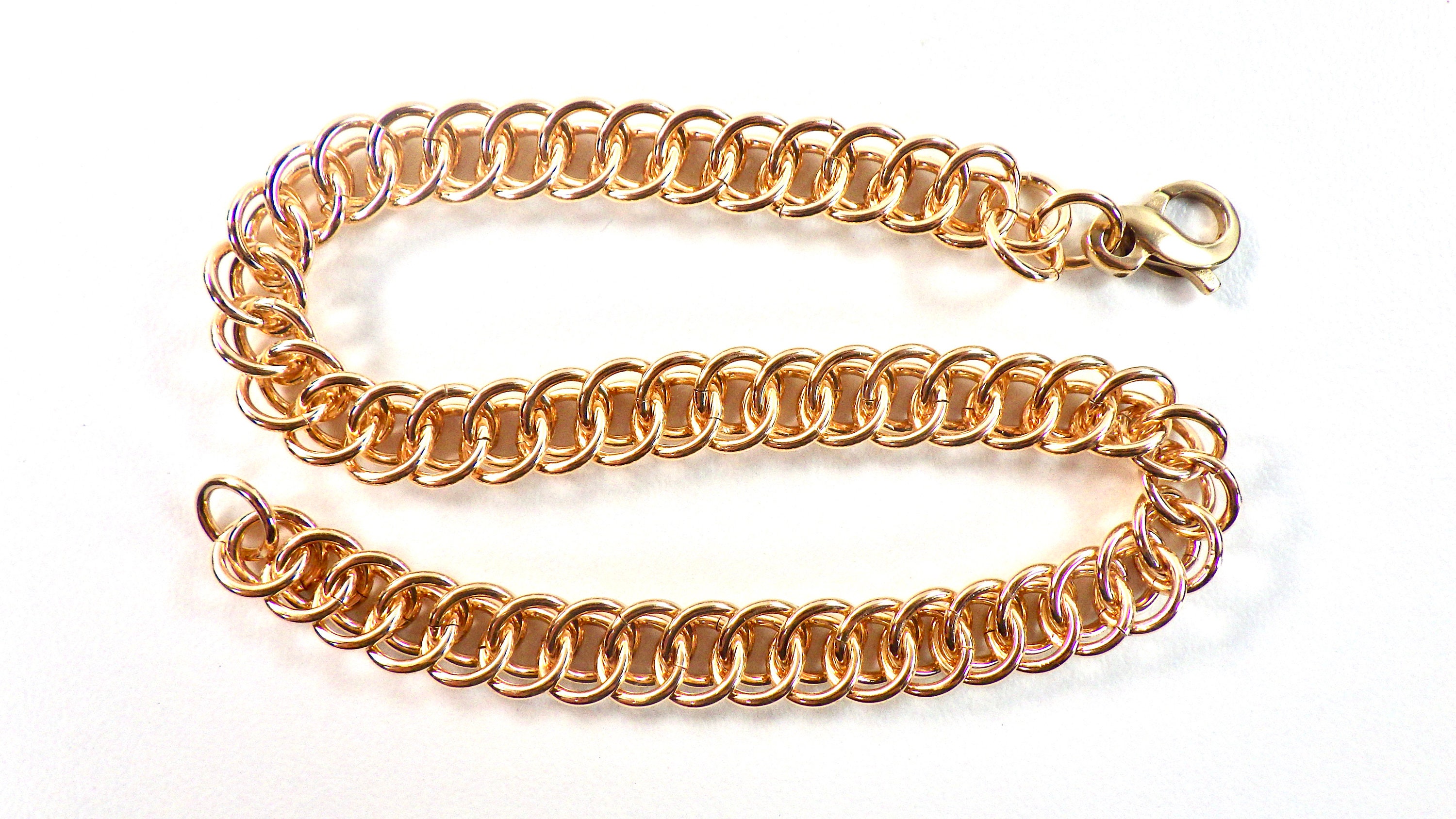 Bronze chainmaille bracelet 1/2 Persian chainmaille weave Etsy