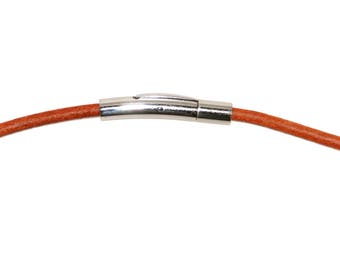 Lederband, 3mm, Orange/Braun mit Edelstahl-Karabiner, auf Bestellung gefertigt